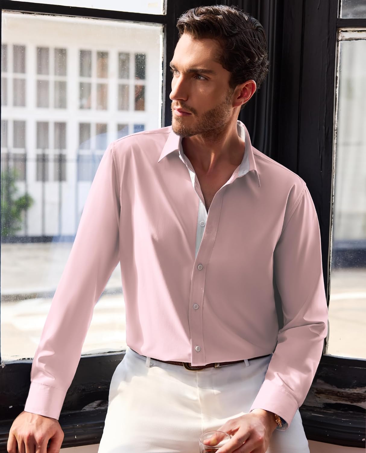 Lion Nardo Mens Dress Shirts Long Sleeve Wrinkle Free Untucked Button Down Business Casual Shirts for Men Stretch - Image 4