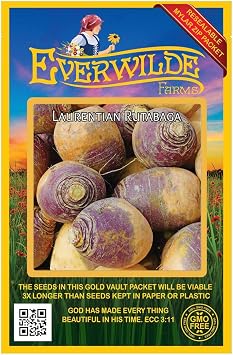Everwilde Farms - 500 Laurentain Rutabaga Seeds - Gold Vault Jumbo Seed Packet
