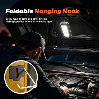 innofox 2-Pack LED Rechargeable Magnetic Work Light 1500 Lumens, Hanging Hook with 3 Modes, LED Work Light for Car Repair, Camping, and Hurricane Use