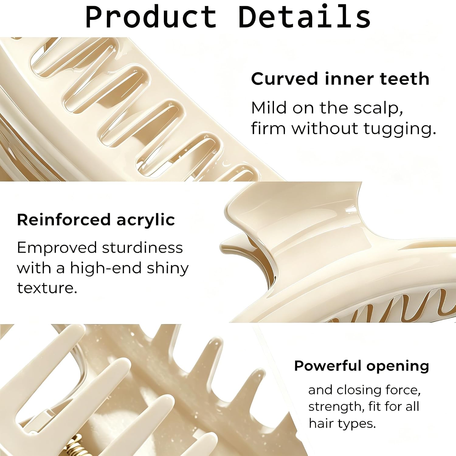 2PCS Oversized Claw Clip for Thick Long Hair, Acrylic Jumbo Hair Jaw Clips with Curved Ergonomic Design, Non-Slip Strong Grip Hair Accessories for Women & Girls (Color B)