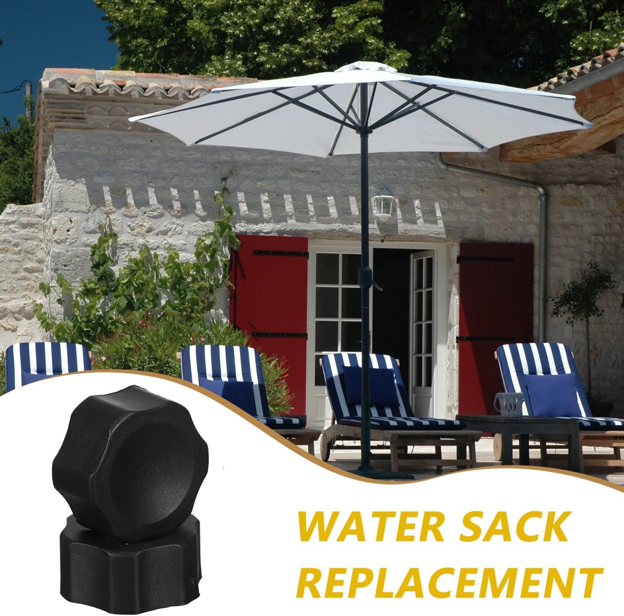 Kisangel 2Pcs Patio Umbrella Base Cover, Waterproof Water-Fillable Stand Cap with Drainage Hole, Universal Replacement Plug for Outdoor Base, 1.7 Inch