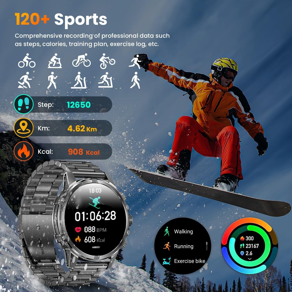 Rogbid CF53 Smart Watch 120+ sports modes tracking