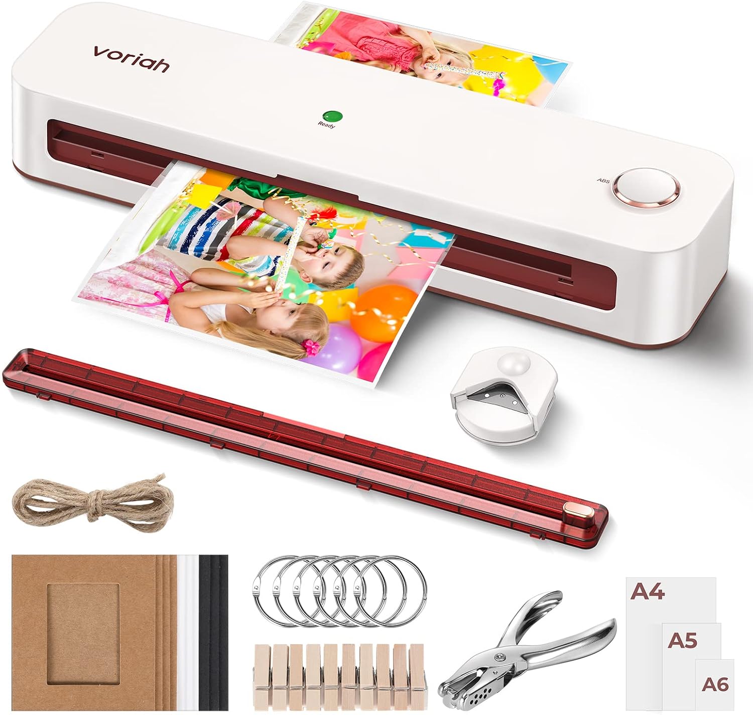 Laminator,Voriah A3/A4/A5/A6 Laminator Machine 11x17,90s Fast Warm-Up laminator Sheets，with Pouches,Cutter,Corner Rounder,Hole Puncher,with for Home Office School Personal ofthermal Laminator