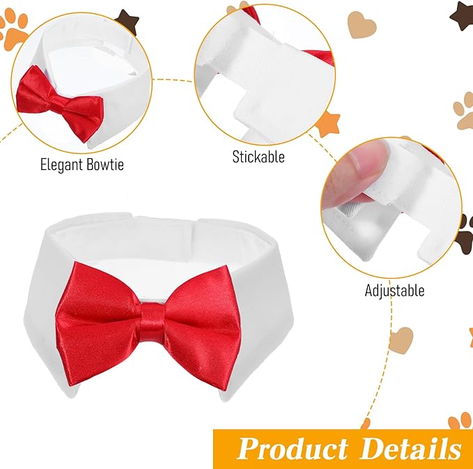 Collar Tuxedo con Corbata Roja Ajustable para Perros y Gatos miniatura 3