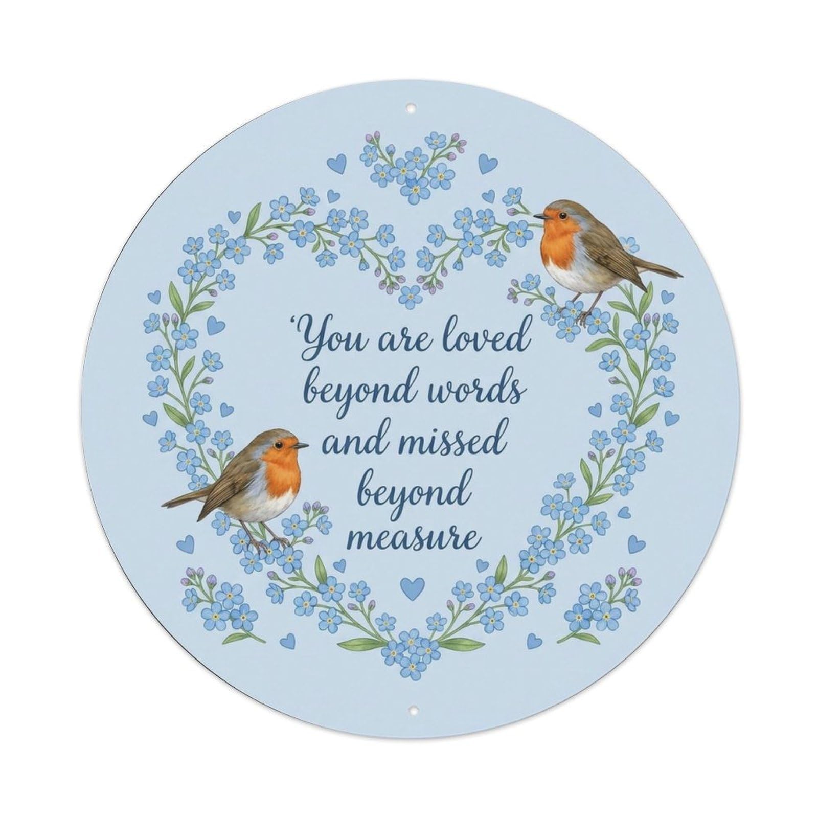 Loved Beyond Words Memorial Quote European Robin Metal Tin Sign