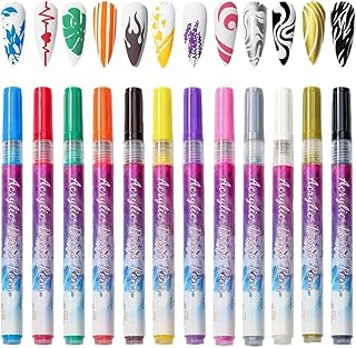 Bolt Bee 12 Colors Nail Art Pens, 3D Painted Drawing Graffiti Liner Point Quick Dry &amp; Waterproof DIY Painting Pen, Doting ...