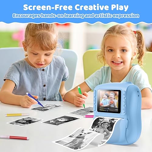 Miniatura 5 de Cámara de impresión instantánea para niños, regalos de cumpleaños de Navidad para niños de 3, 4, 5, 6, 7, 8, 9, 10, 11, 12 años, videocámara digital