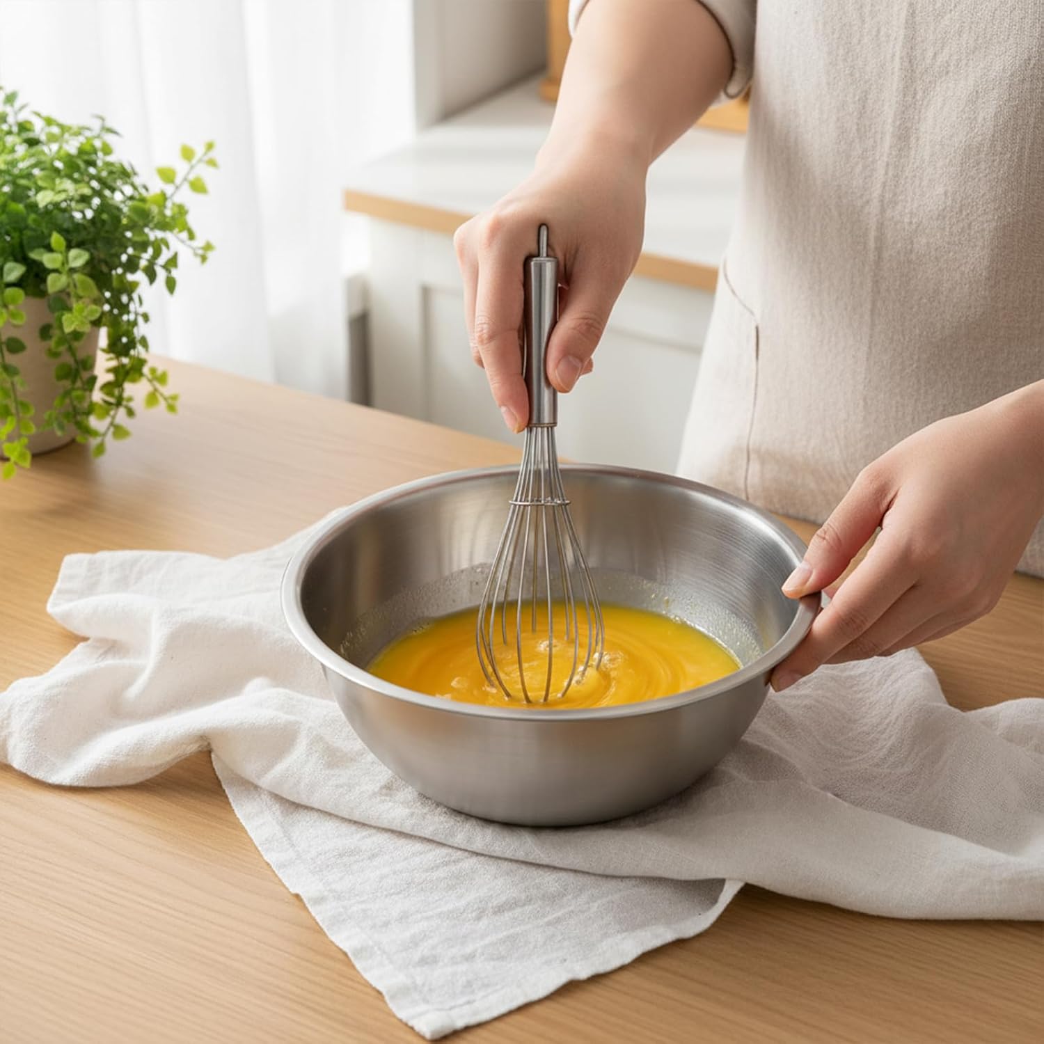 3 Packs Stainless Steel Mixing Bowls with Measurement Marks, Thicker Stainless Steel Flat Bottom Mixing Bowls Set, Stackable Salad Bowl for Cooking, Baking, Salad, Vegetables