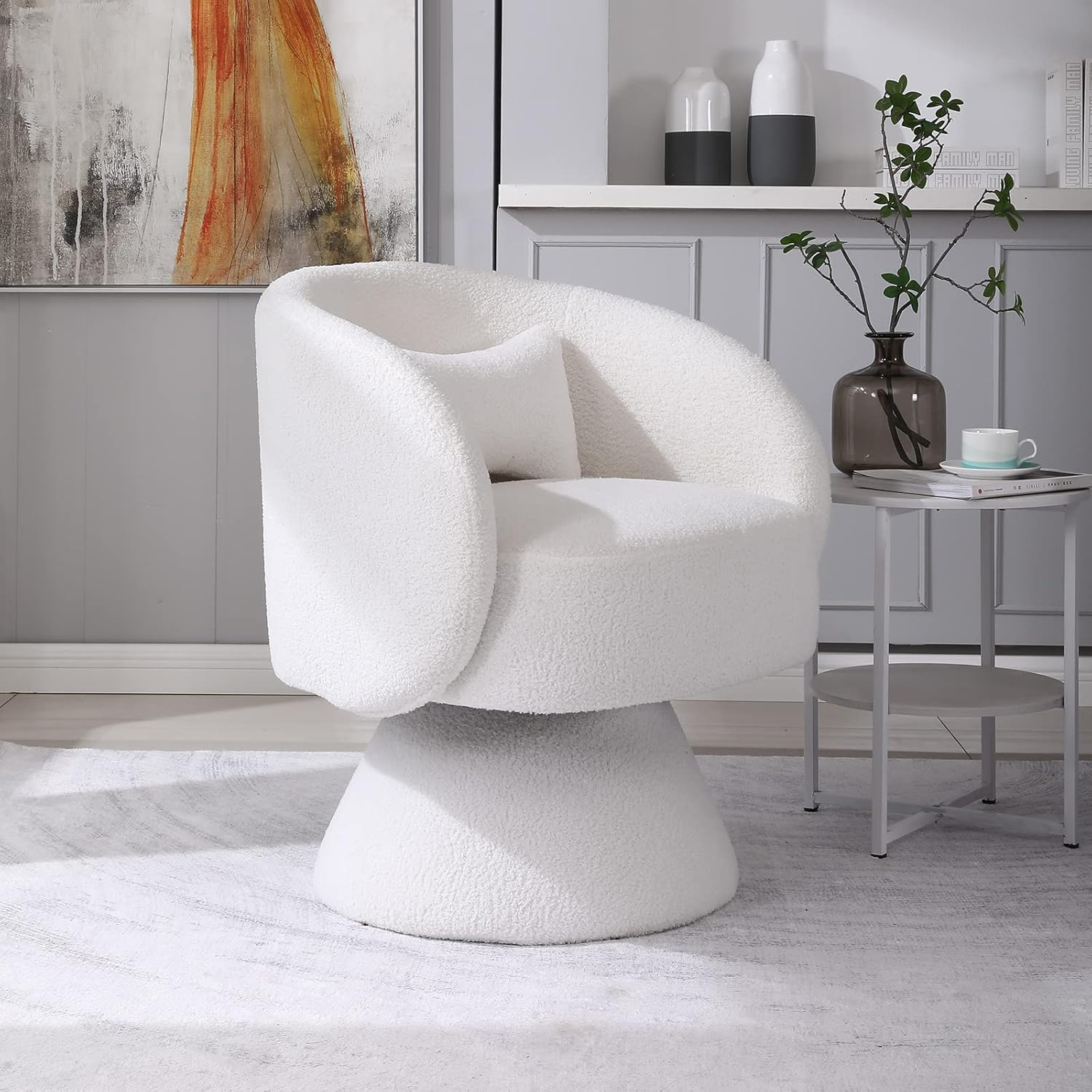 KIVENJAJA Swivel Accent Chair, Sherpa Teddy Upholstered 360
