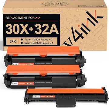 30X CF230X Toner Cartridge 32A CF232A Drum Unit Combo, 3Pack 1Drum+2Toner | for M203d M203dn M203dw MFP M227fdn M227fdw Replacement for HP 30X CF230X Black Toner Cartridge CF232A 32A Imaging Drum Unit