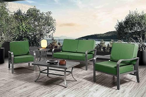 Miniatura 10 de ARTPLAN Cojín de asiento profundo para exteriores, juego de 24 x 24 x 6 pulgadas, cojín cuadrado para silla de patio de 18 x 24 pulgadas, para