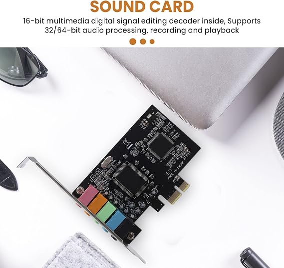 5.1 Internal Sound Card for Windows 10 with Low Profile Bracket, 3D Stereo PCI-E, CMI8738 Chip 32/64 Bit Sound Card PCI, 500154344