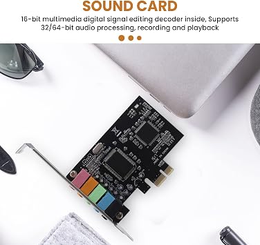 5.1 Internal Sound Card for Windows 10 with Low Profile Bracket, 3D Stereo PCI-E, CMI8738 Chip 32/64 Bit Sound Card PCI, 500154344