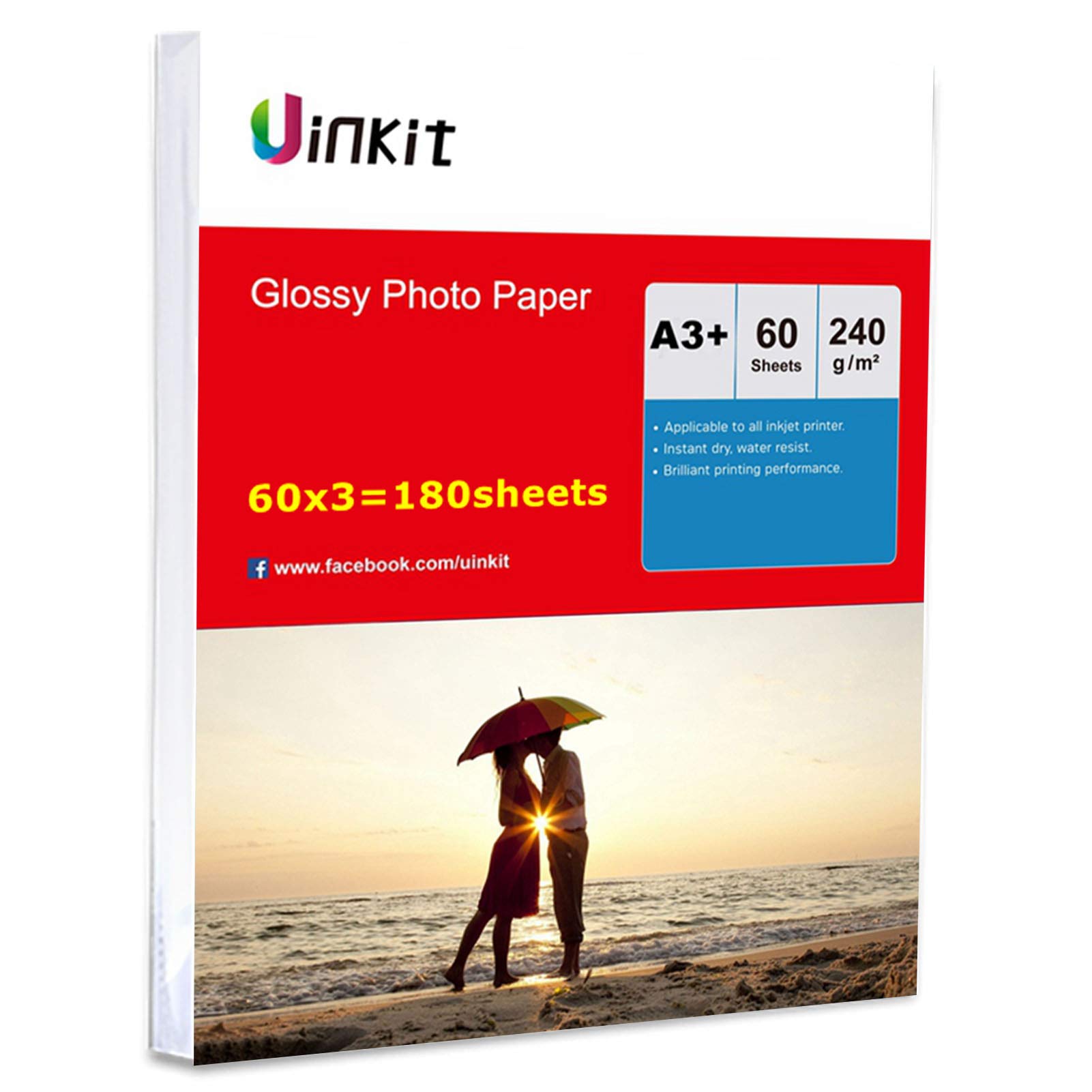 A3 Plus High Glossy Photo Paper Inkjet Paper 240Gsm 13x19 Uinkit - 180sheets