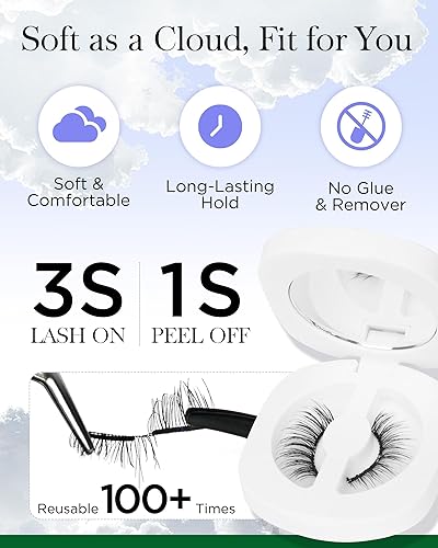 Miniatura 2 de BEYELIAN Pestañas magnéticas con kit de aplicador, pestañas magnéticas suaves mejoradas reutilizables con aspecto natural, sin pegamento, pestañas