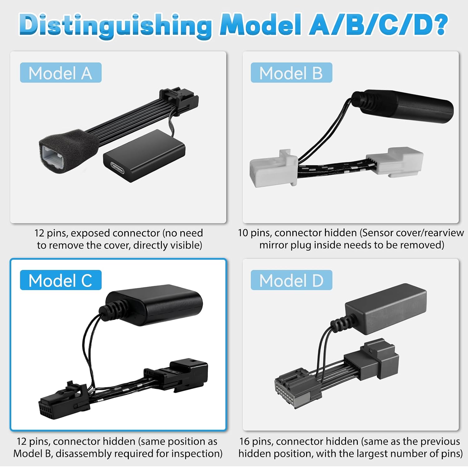 JERBOR Dashcam Power Adapter 12-Pin (Model C) Fit for RAV4 Highlander Tacoma 4Runner,for Lexus NX RX & More. Fits Vehicles with TSS 2.5 Lane Assist Port, for GPS Radar Adapter