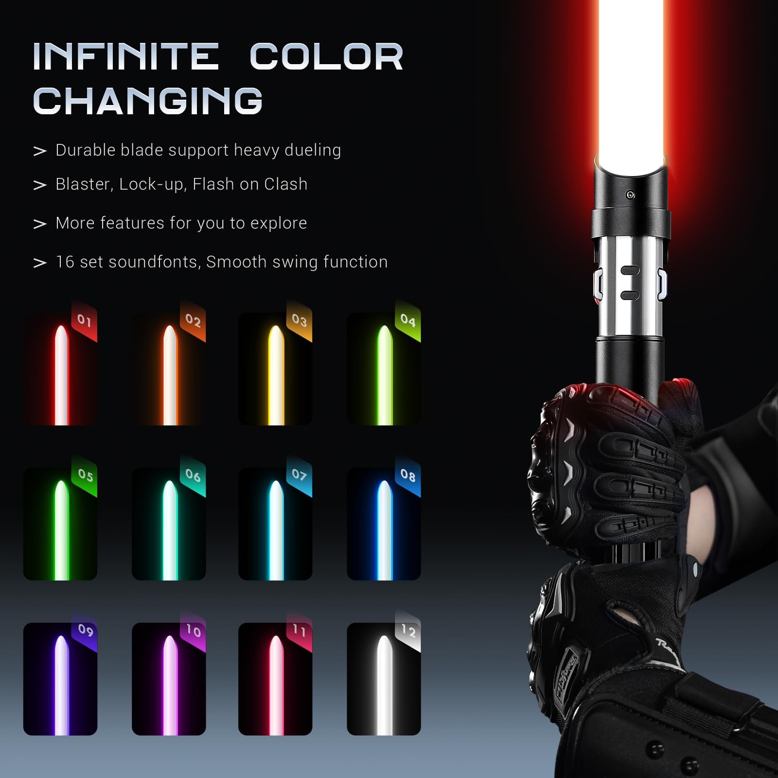 G4E Lightsaber with Bluetooth App, Smooth Swing, 16 Sound fonts, Infinite RGB Colour Change - Image 3