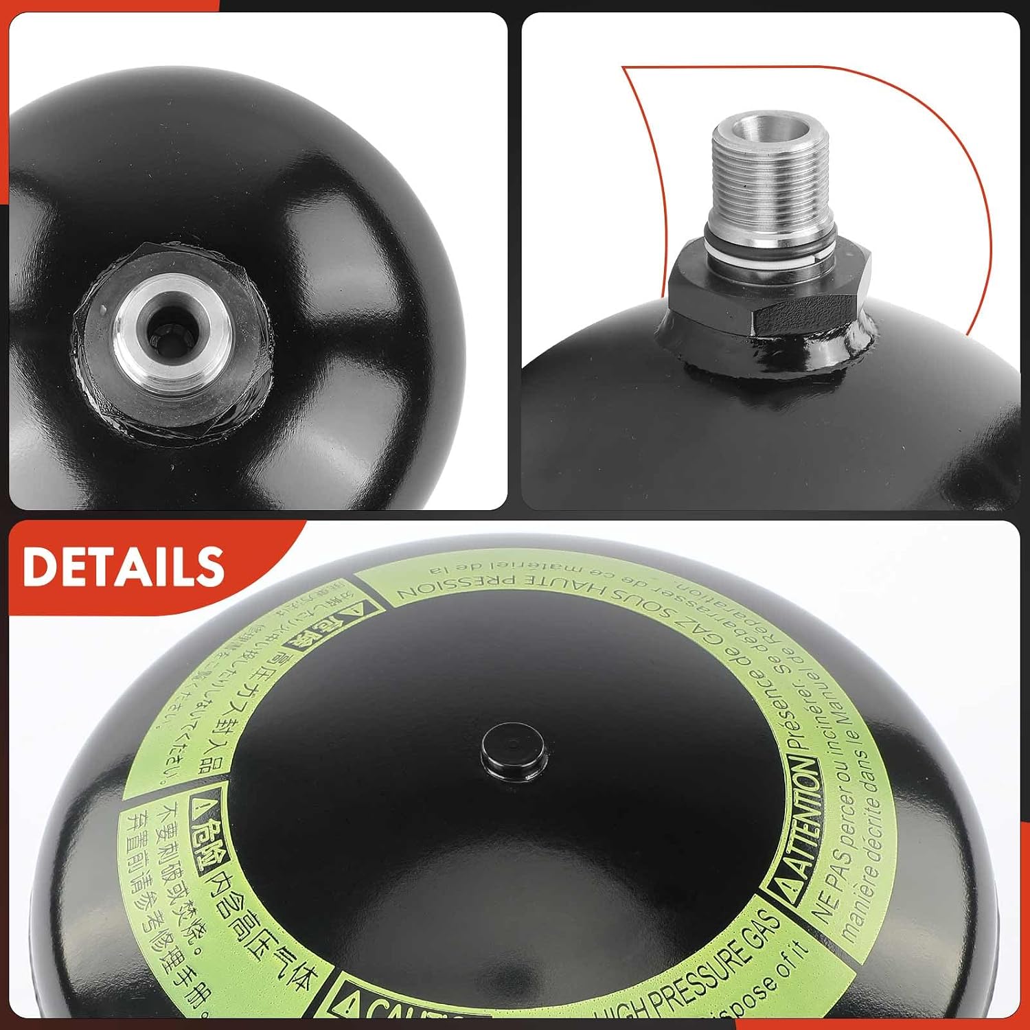 A-Premium Front Suspension Accumulator Compatible with Toyota Land Cruiser 1999-2007, 4.7L & Lexus LX470 1998-2007, 4.7L, Driver or Passenger Side, Replace# 49141-60010
