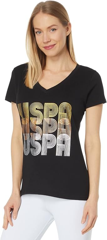 U.S. Polo Assn. Triple USPA V-Neck Graphic Tee, Black, L