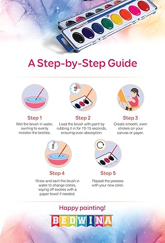 Miniatura 4 de Juego de pintura de acuarela, paquete de 24 juegos, 8 pinturas lavables de color de agua, bandeja de paleta y pincel de pintura, para escuelas de