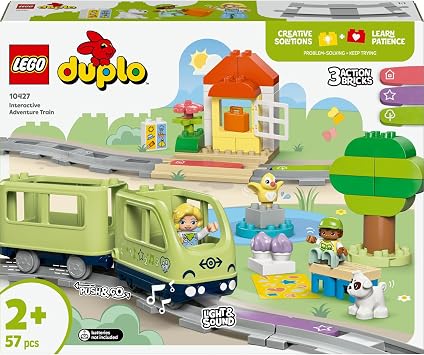 LEGO DUPLO Town Interactive Adventure Train Educational Toy Making Set for Kids Ages 10427-2 and Over Promoting Role Playing Skills with Lights and Sounds, Gift Idea (57 Pieces)