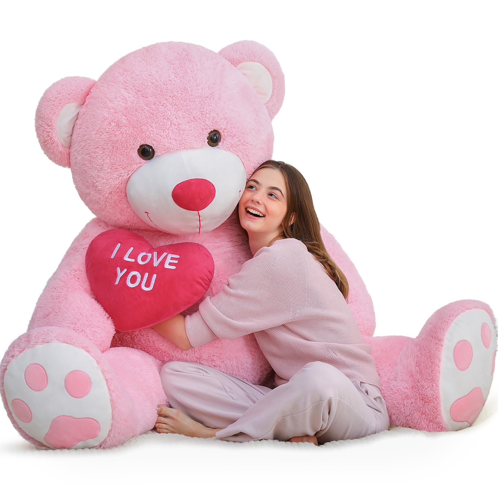 MaoGoLan Giant Teddy Bear 5ft - I Love You Red Heart Big Pink Stuffed Animal - Jumbo Valentines Teddy for Girlfriend, Boyfriend, Wife, Lover - Anniversary, Birthday