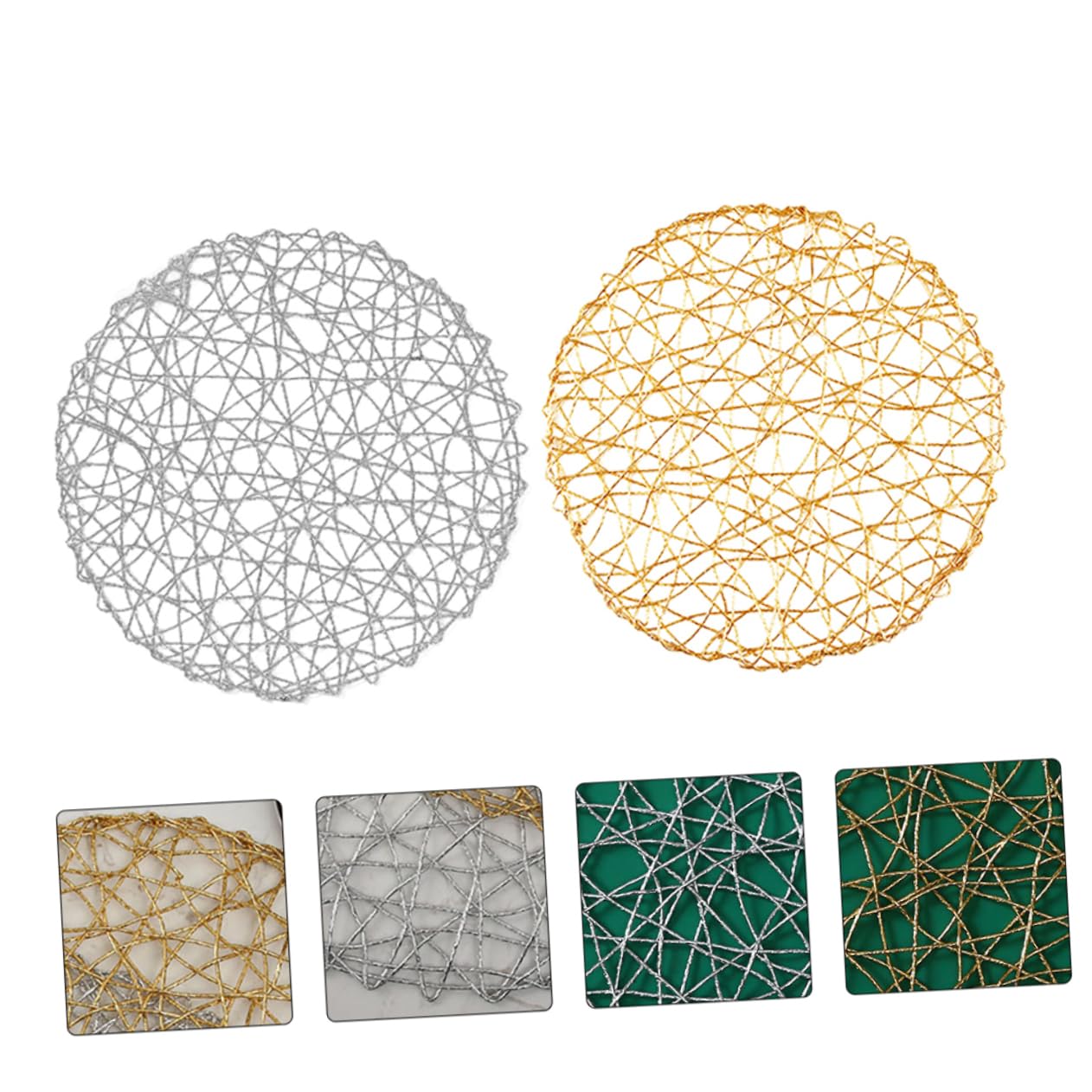 PRETYZOOM 3 Set Eleganti Tovagliette Rotonde Intrecciate in Fibra Di Carta Per Tavolo Da Pranzo 2 Pezzi * 3