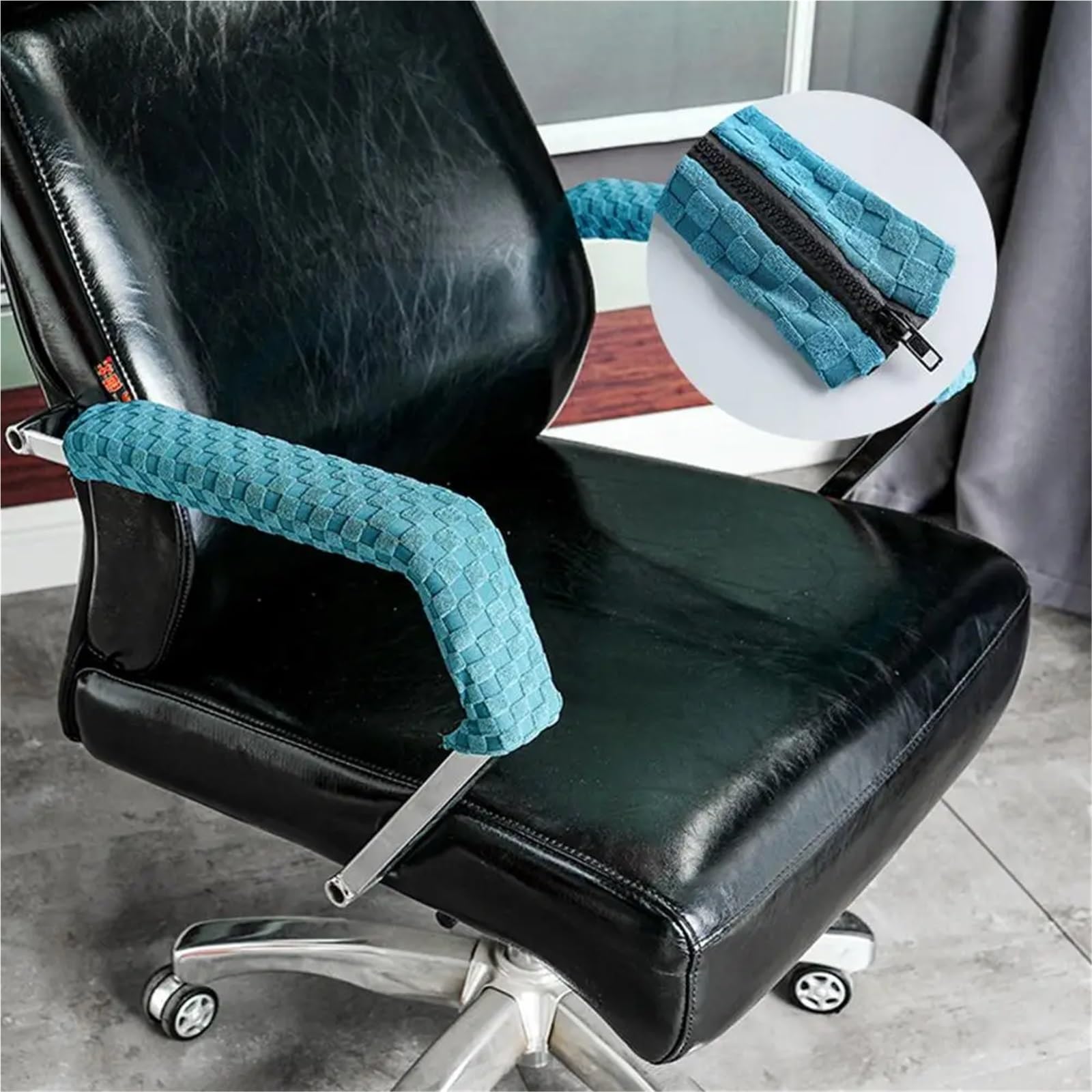Funda elástica y extraíble para Silla de Oficina, 8 Pares de Fundas for reposabrazos Silla Jacquard con Cremallera, Multicolor, 45 cm, 55(Light Grey,45cm)