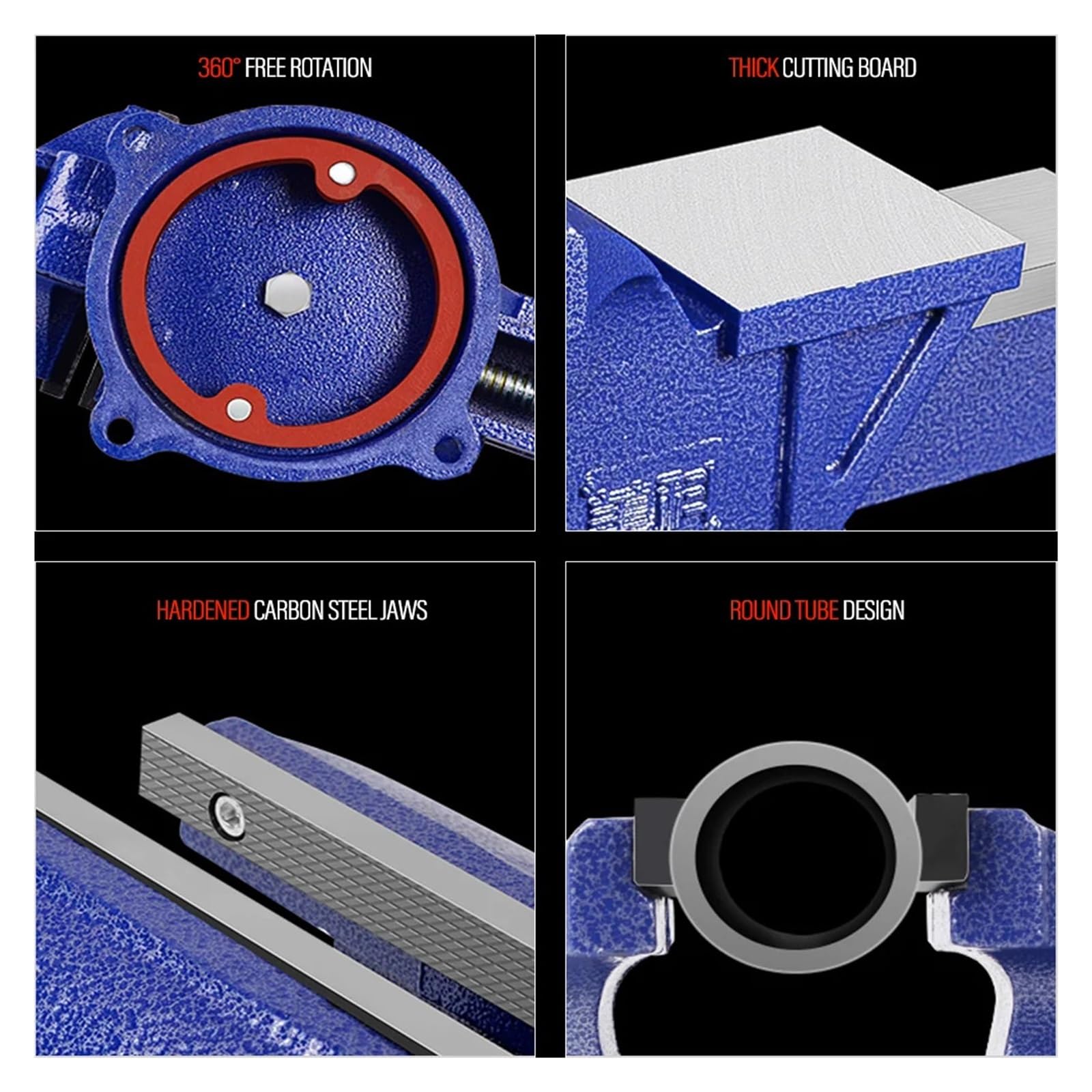 Bench Plie 4" /5" /6" Vice Abrazadera portátil Base giratoria de 360° Mesa de tornillo de banco CNC for fresadora de carpintería Prensa de perforación (azul)(4inch)