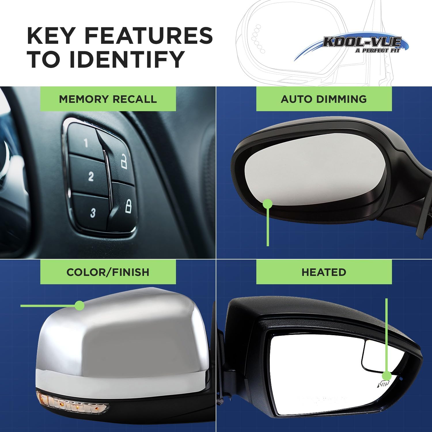 F1EZ17682L,F1EZ17682A For FOCUS 15-18 MIRROR RH, Power, Manual Folding, Non-Heated, Textured, w/Blind Spot Glass, w/o Puddle and Signal Lights, Sedan