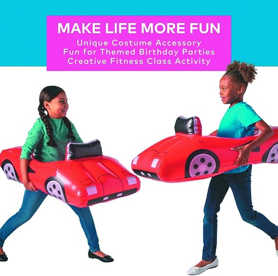 Fun Express 36 x 18 Inflatable Red Vinyl Car Bopper - Great for Birthday Parties, Racing Themed Events - 1 Bopper Included