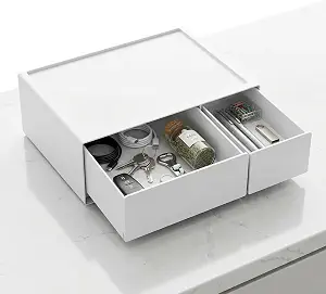 1-Tier Stackable Desk Organizer with Drawer, White