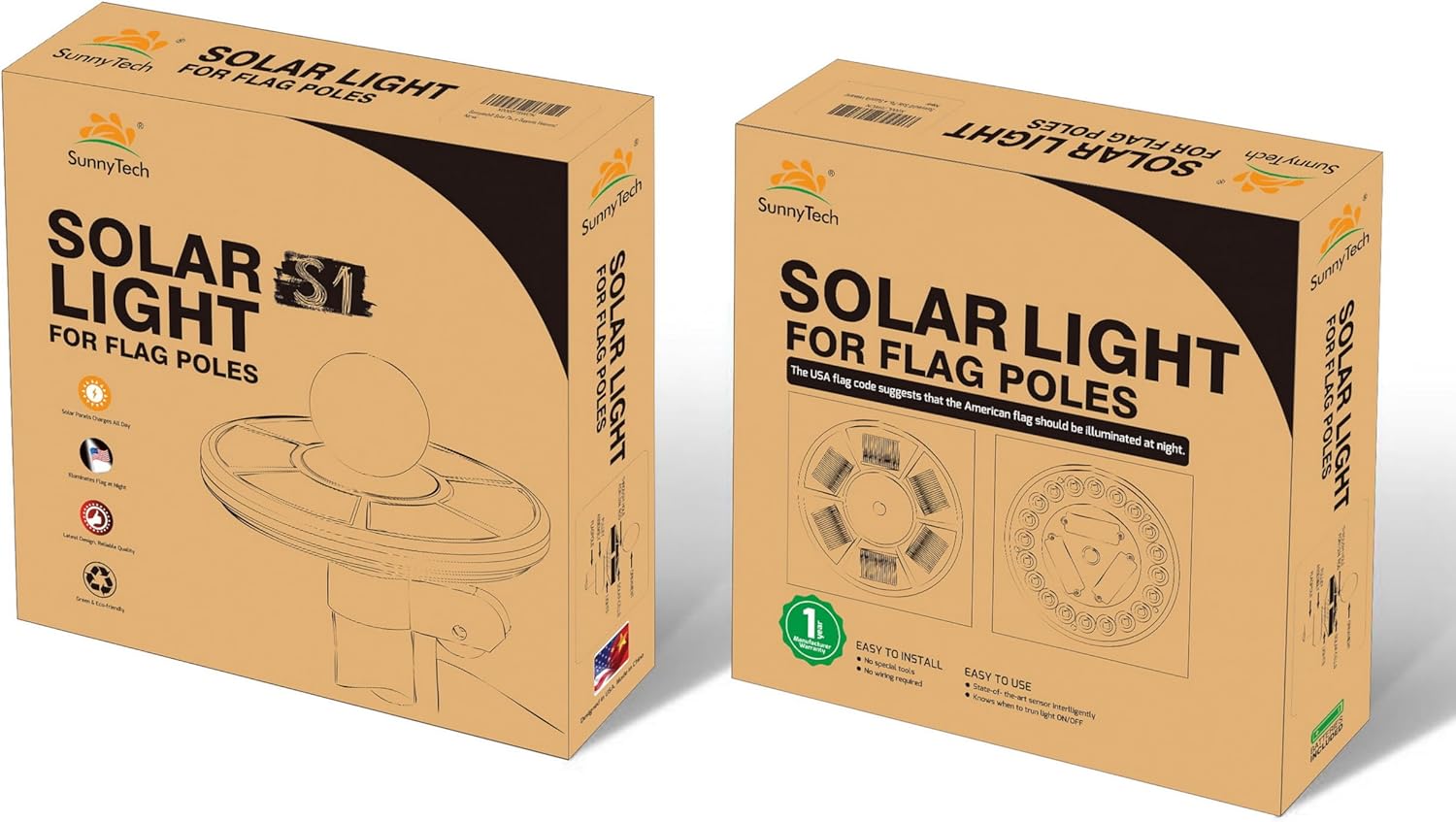 Sunnytech Solar Power Flag Pole Flagpole Light Auto Active Green Energy Factory Direct Supply