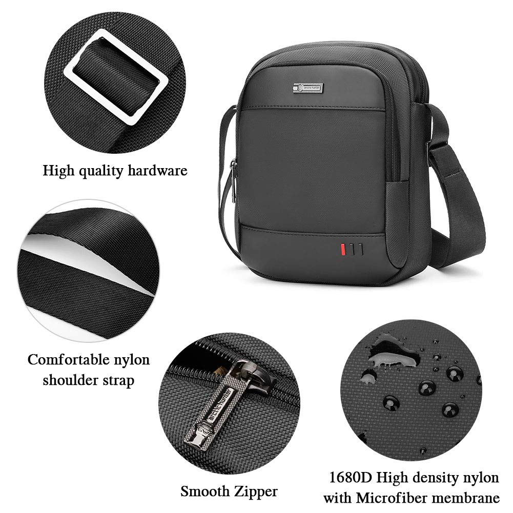 BAIGIO Sacs Bandoulière Homme,Sacs portés épaule pour homme,Pouch Homme Cross Body Bag pour le sport, les voyages, le travail (Noir, 24x20x9cm)