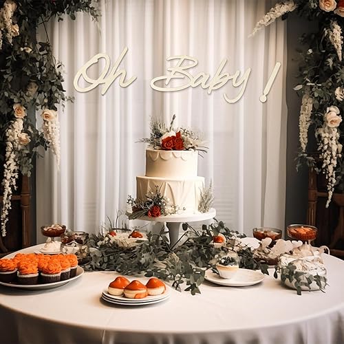 Miniatura 3 de Letrero de madera rústica con texto en inglés "Oh Baby" para telón de fondo, diseño bohemio de madera grande con letras recortadas para guardería,