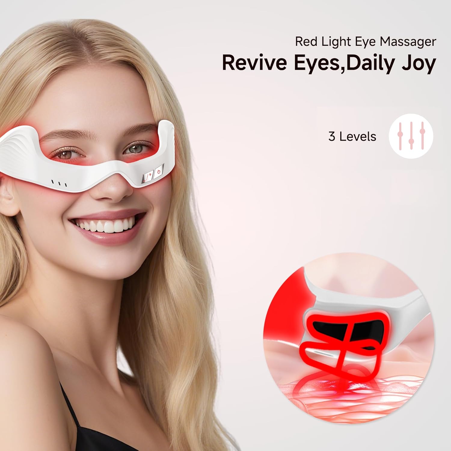 Red Light Therapy Eye Massager with Microcurrent – 3D Contour Design for Dark Circles, Puffiness, Eye Bags & Wrinkles – Under Eye Treatment Device for Fine Lines, Rechargeable & Gentle for Daily Use
