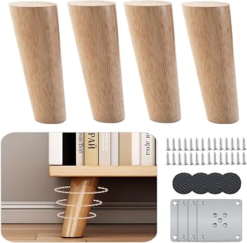 Wood Sofa Legs,4 Pcs 6cm 8cm 10cm Solid Wood Furniture Legs,Replacement Cabinet Feet,Heavy Duty Support Legs for DIY Table Desk Wardrobe Bar Coffee Tables,Oblique-20cm/7.9in