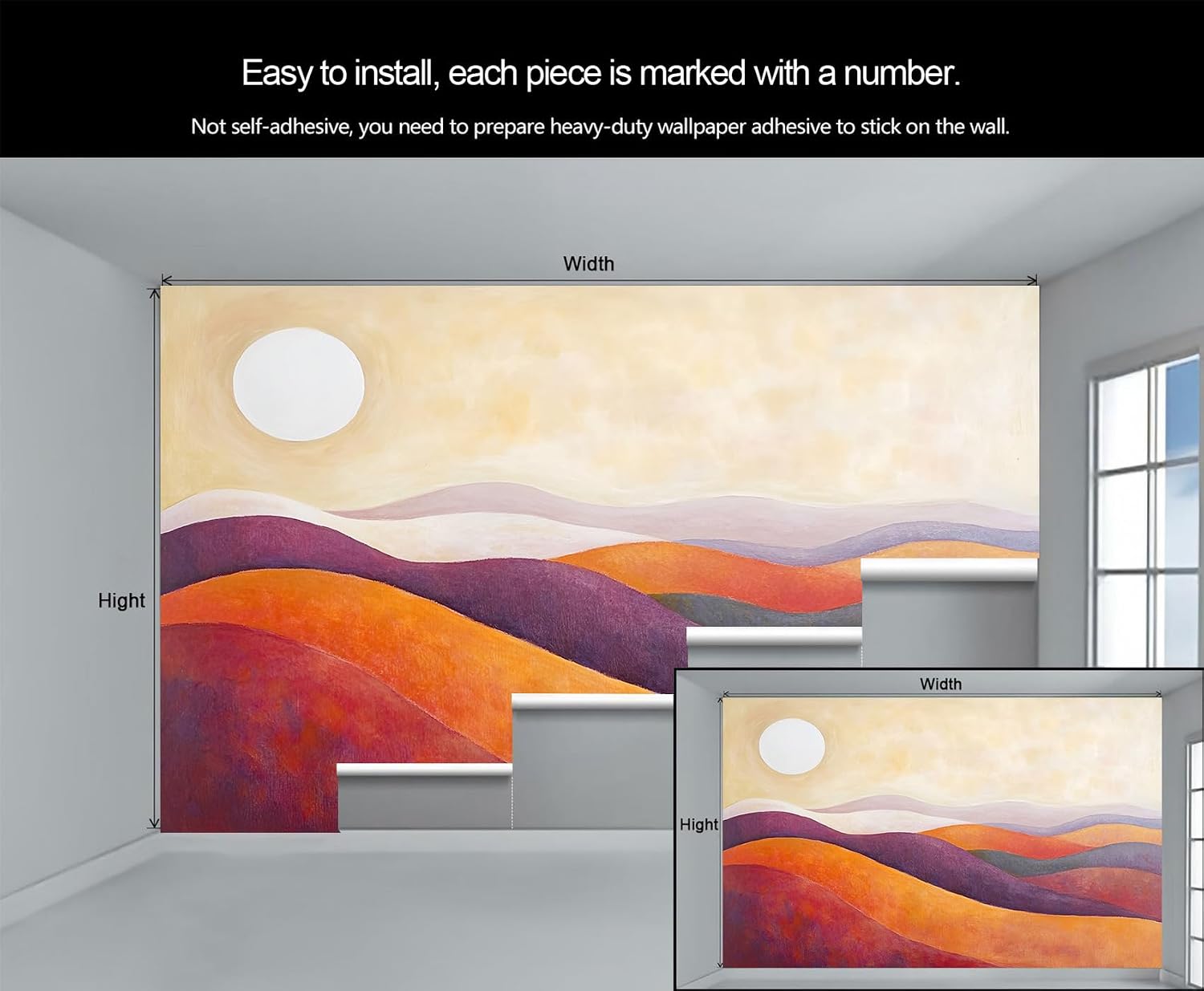 Boho Wallpaper, Medieval Mural & Home Decor, Mountain Wallpaper for Living Room Bedroom 3D Murals (Not Peel and Stick)