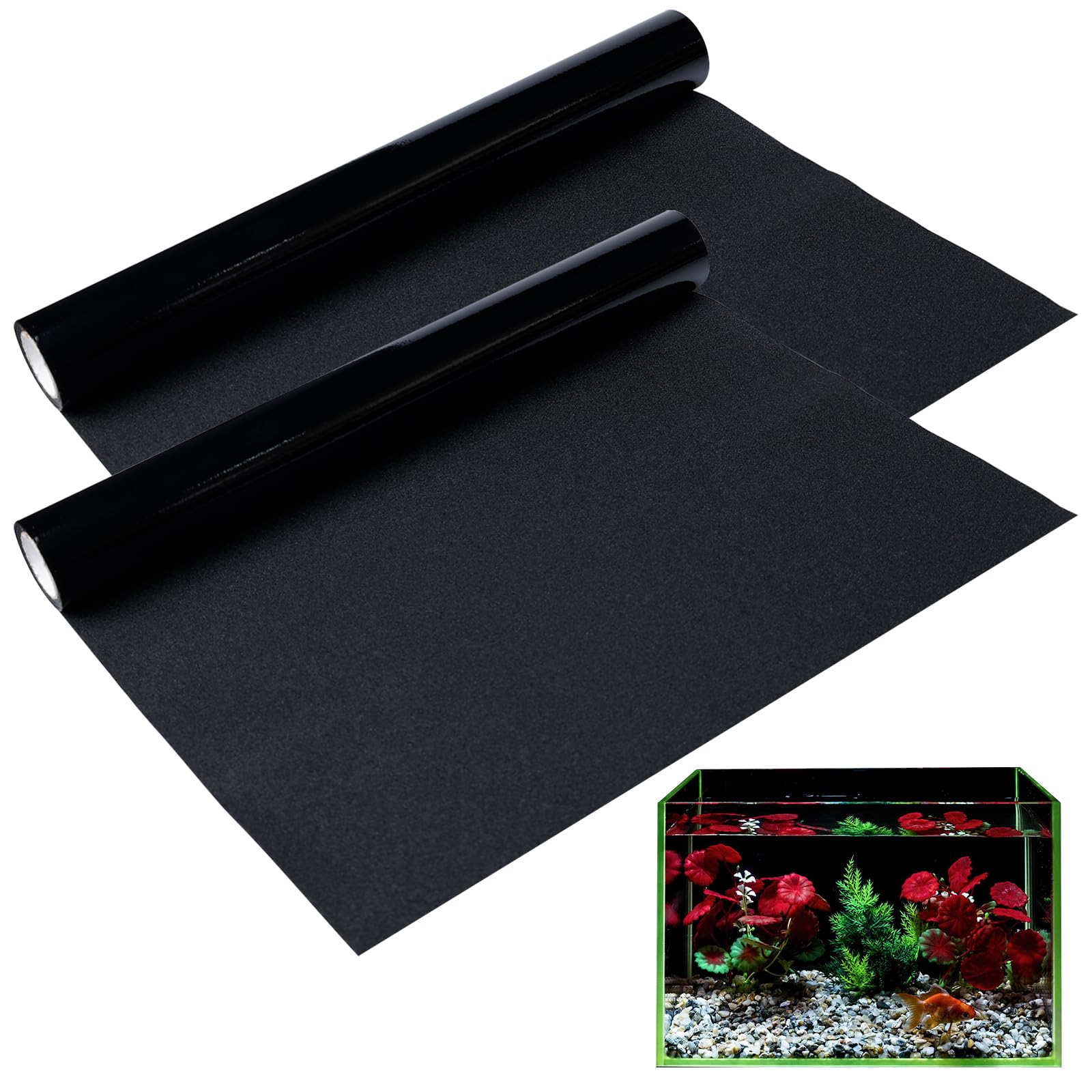 Sfondo statico per acquario, 2 pezzi, nero, statico, per acquario, 30 x 200 cm, in PVC, per acquario, autoadesivo, per acquario, 2 pezzi
