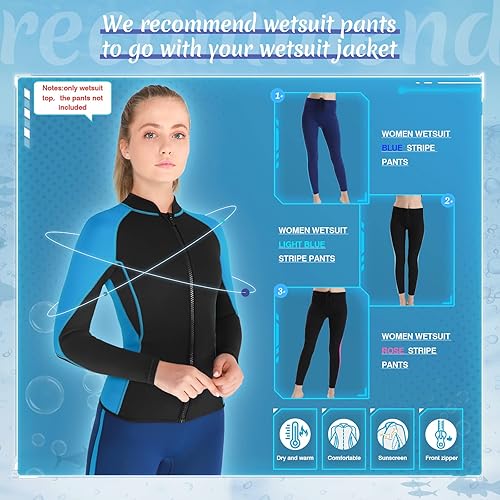Miniatura 3 de Wetsuit Top Men, Wet Suit Tops Womens in Cold Water Weather, Wetsuit Jacket Mens Neoprene Long Sleeve for Surf Swim Snorkeling Canoeing Scuba