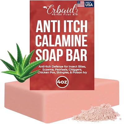 Calamine Soap Bar for Itching All Natural Instant Itch Relief Calming Calamine Soap for Itchy Skin, Insect Bite, Eczema, Poison Ivy Rash, Chicken Pox Pure Raw Anti-Itch Body Wash Made in USA