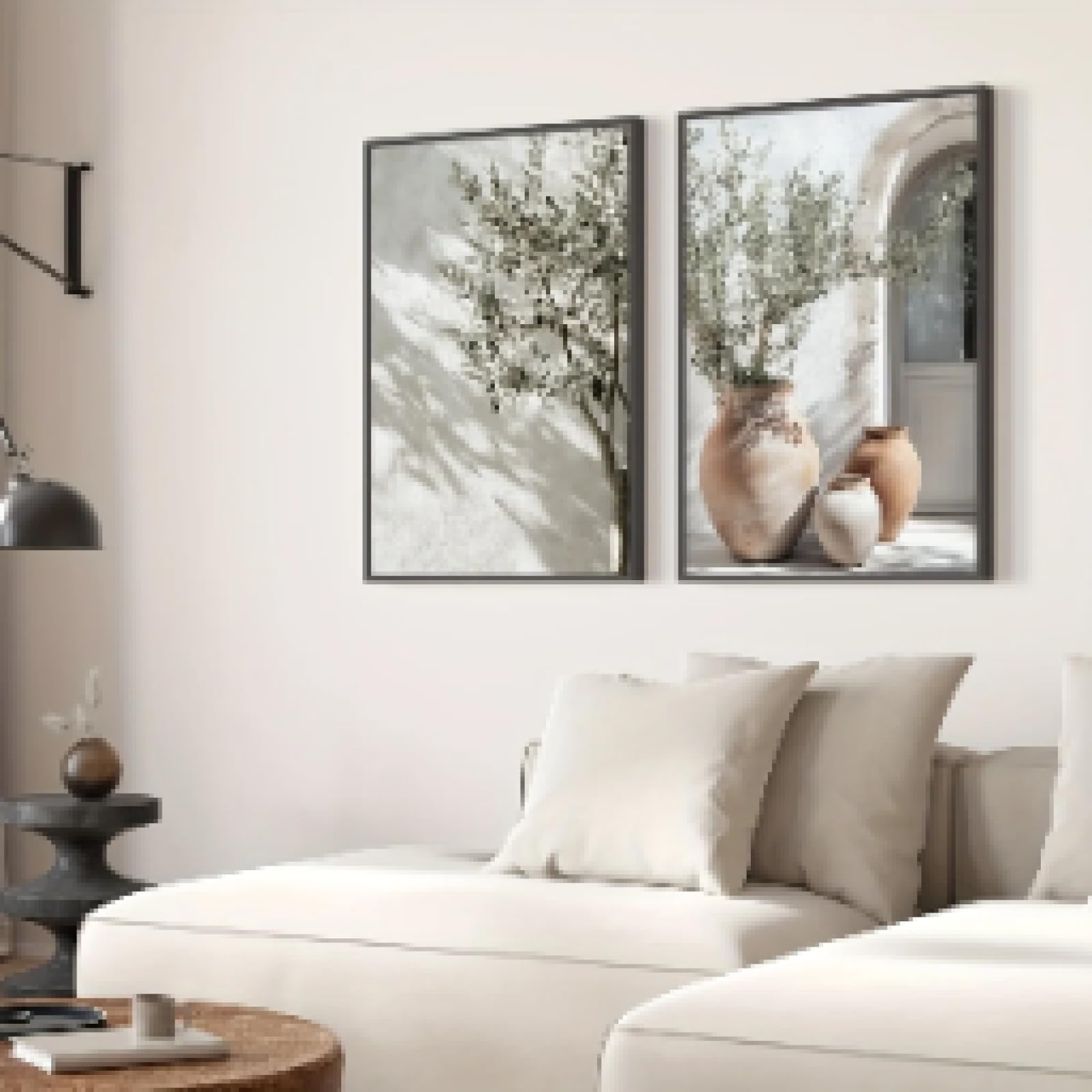 ZHAOLIN Lot de 2 affiches sur toile représentant un vase d'olivier neutre, style rétro, paysage botanique, décoration d'intérieur, cadeaux, 50 x 70 cm, 2 cadres internes