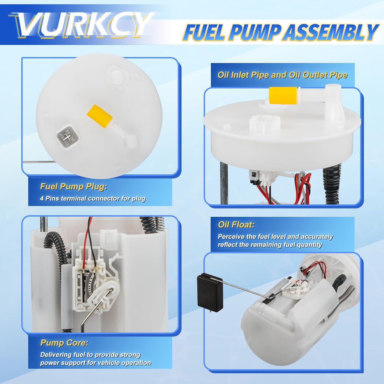 Electric Fuel Pump Module Assembly with Sending Unit Compatible with 2009-2014 Acura TSX & 2008-2012 Honda Accord, 2012 Honda Crosstour, L4 2.4L, Replace E8922M FG0912