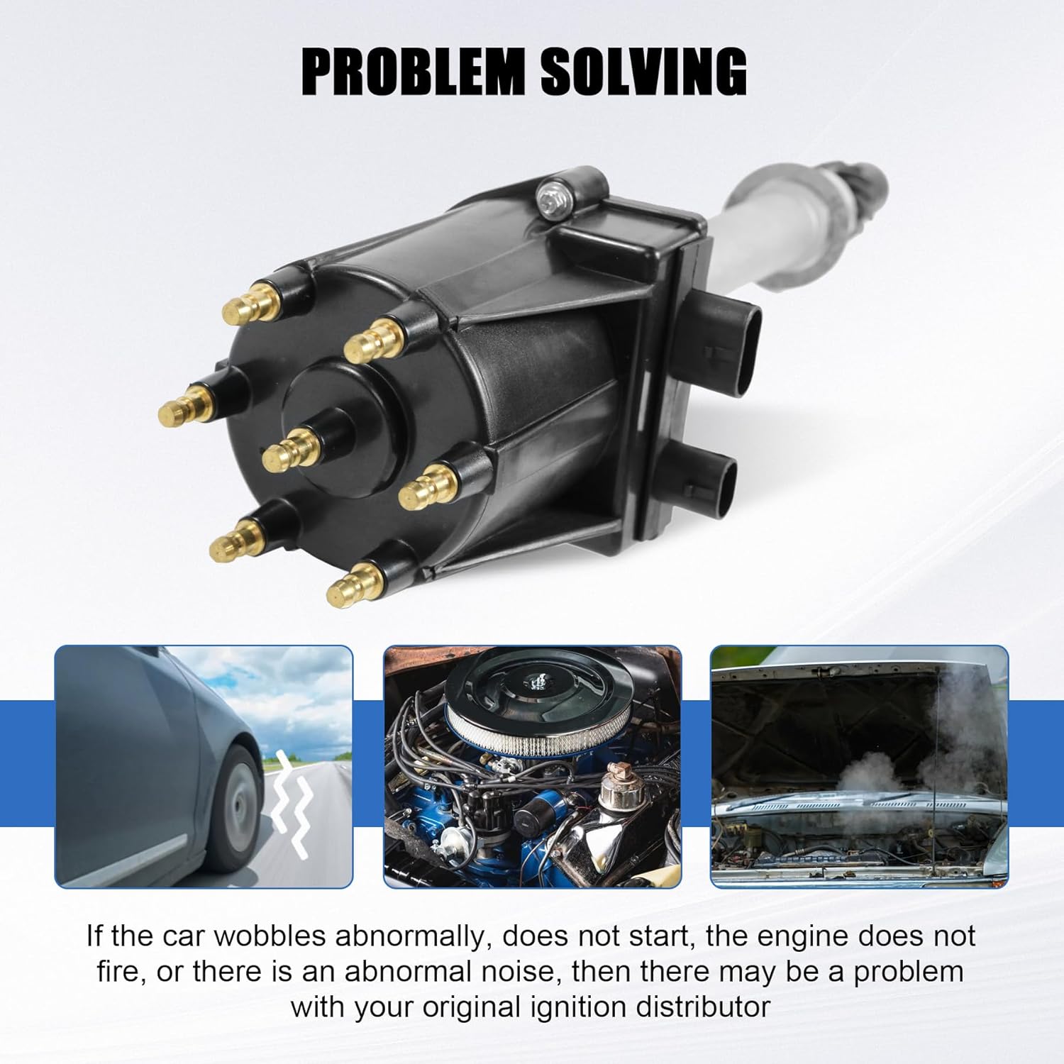 Ignition Distributor With Cap & Rotor Replacement For Chevy Astro C1500 C2500 K1500 S10 Caprice Replacement For GMC Caballero G1500 Jimmy Replace 606-02330 10482827 1103837 1103725 HEI Distributor