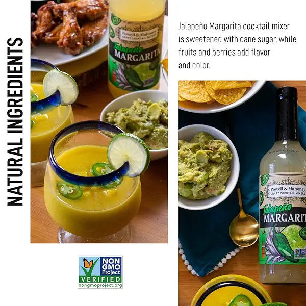 Powell & Mahoney Craft Cocktail Mixers - Spicy Jalapeño Margarita - NA Cocktail Mix - Free from Artificial Sweeteners and Flavors - 25.36 oz - Non-GMO 4