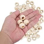 100 PCS Large Hole Wooden Beads 20mm Unfinished Round Wooden Craft Beads Bulk Spacer with Beautiful Grain for Decoration DIY Crafts Jewelry Making Accessories