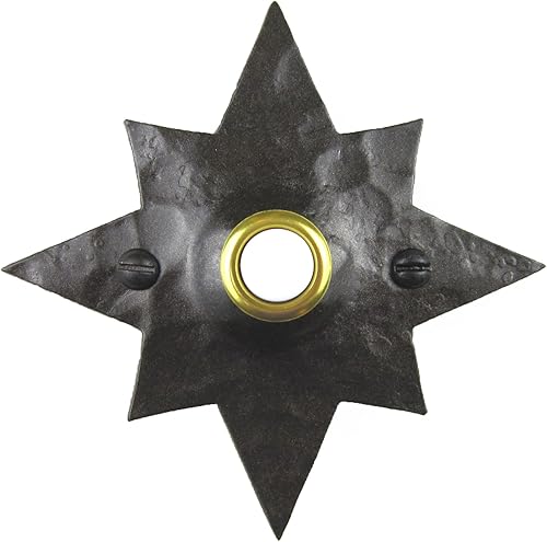 Cubierta de timbre de hierro forjado con estrella martillada rústica D5 (bronce)