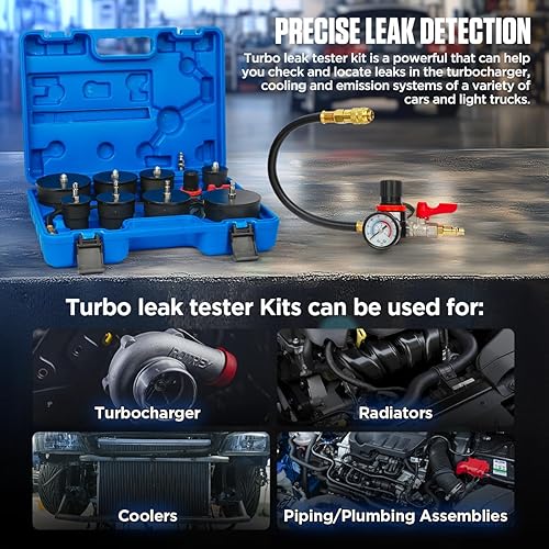 Miniatura 3 de Probador de fugas para sistema de enfriamientoprobador de fugas del sistema turbo, 9 piezas de probador de fugas Turbo Boost con 4 pares de