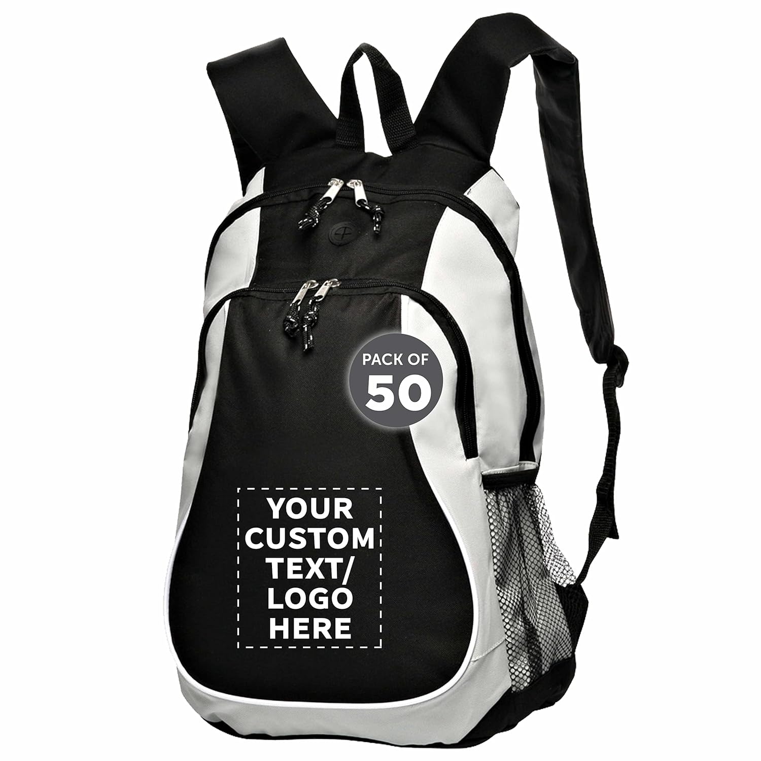 DISCOUNT PROMOS Custom Large Sports Backpacks Set of 50 Personalized Bulk Pack - Bring Everywhere You Go Perfect