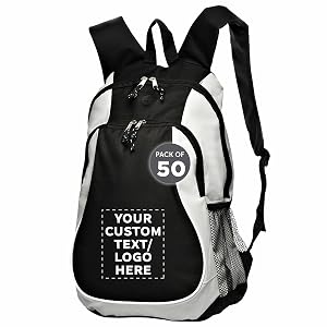 DISCOUNT PROMOS Custom Large Sports Backpacks Set of 50 Personalized Bulk Pack - Bring Everywhere You Go Perfect
